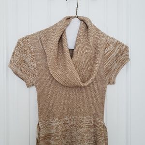 Tan Marble Cowl Neck Sweater Dress, Size S